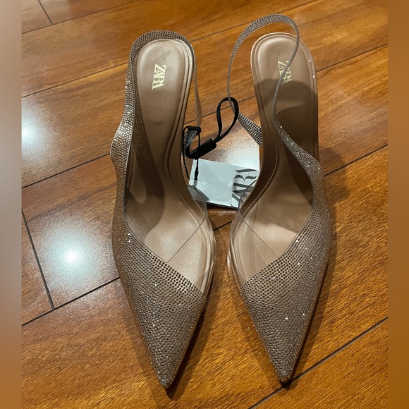 Zara Rhinestone Slingback Vinyl Heels - Picture 13 of 14